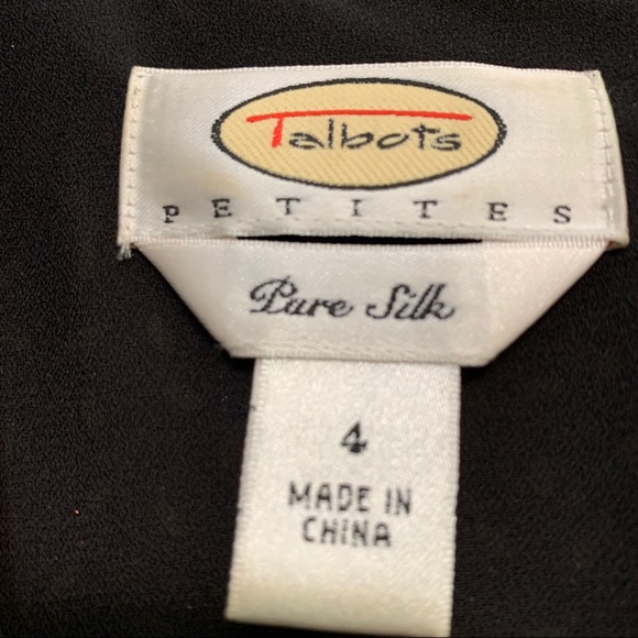 Talbots Pure Silk Black/Tan Dress 4P - Picture 2 of 7